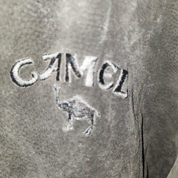 Vintage Camel Black Leather Suede Bomber Jacket With Ribbed Cuffs & Snap Buttons - Picture 2 of 5